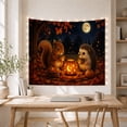 thumbnail image 5 of Squirrel and Hedgehog with Pumpkin Lantern in Moonlit Woodland, Whimsical Fantasy for Animal Lovers, Autumn Forest Art Decor, Halloween Gift Tapestry Wall Hanging for Bedroom and Living Room, 5 of 7