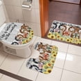 thumbnail image 5 of Bowknot Cow Bathroom Rugs Set Retro Fence Cows Sunflowers Floral Wood Grain Non Slip Absorbent Soft Bath Mats 3 Piece Set with Bathroom Rug, U-Shaped Floor Mat, Toilet Seat Cover Small Size, 5 of 9
