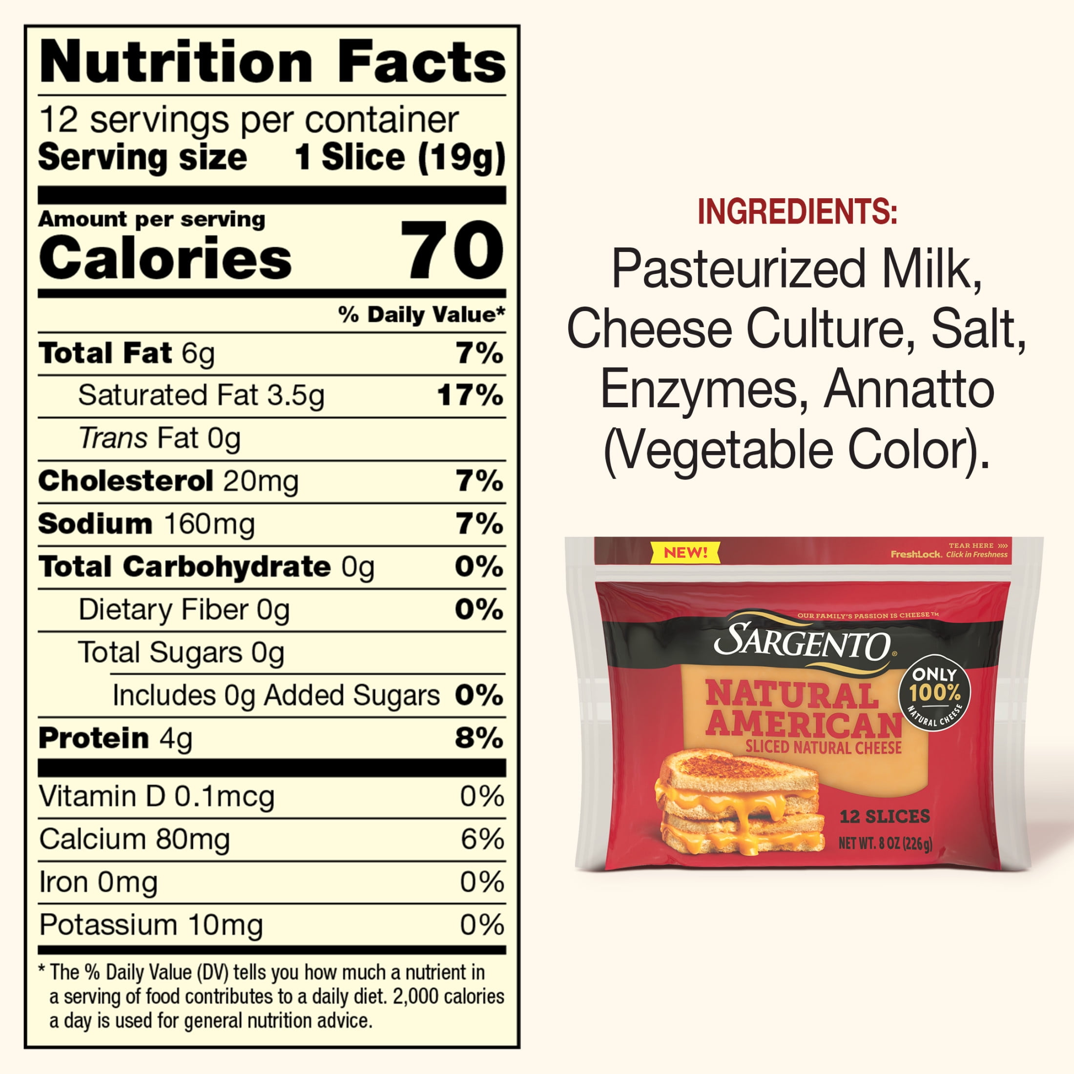 Sargento® Natural American Sliced Cheese, 12 Slices