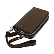 Vagarant Traveler Vintage Cowhide Leather Hand Clutch Double Zipper Wallet A877.DS
