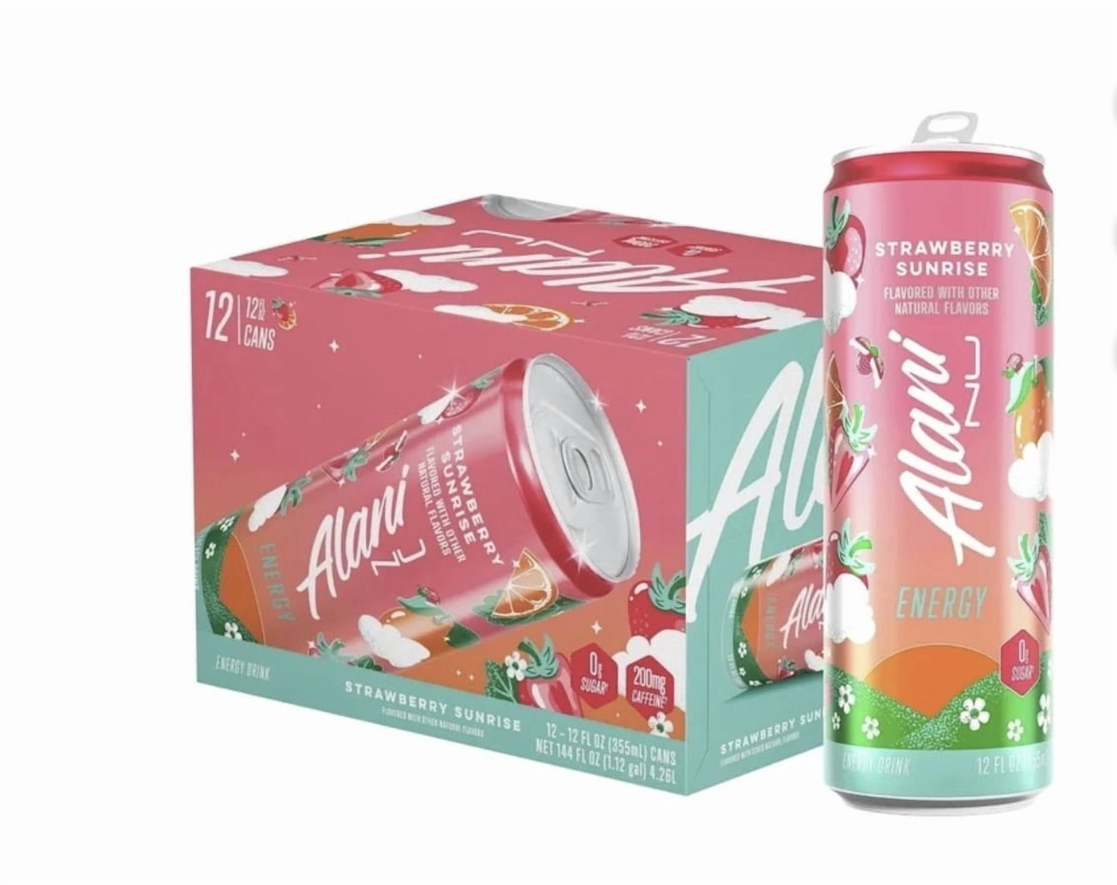 Alani Energy Drink Variety Pack Cotton Candy and Strawberry Sunrise Flavors 24 Count 12 fl oz