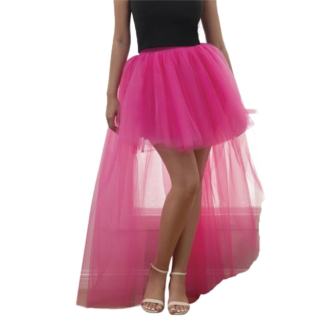 Jupe Haute-Basse pour Femmes avec Train Asymétrique en Tulle, Robe de Cocktail Élastique pour Fête et Bal