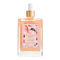 Glampton Sweet Peach Shimmering Body Oil for Women, 3.4 oz