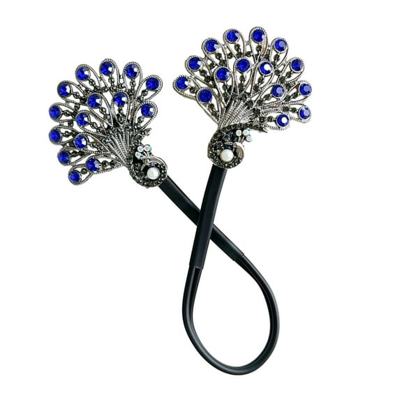 Hair Clip Peacock Phoenix Calla Shape Shiny Rhinestones Inlaid Hair Claw Hand-Embroidered Bun Maker