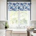thumbnail image 4 of Valance Curtains for Windows,Watercolor Blue Flowers and Leaves Semi Sheer Curtain Valance,Short Rod Pocket Window Treatment,Window Valance Curtains for Kitchen Living Room Bedroom Windows 54"x18", 4 of 6