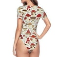thumbnail image 4 of Haiem Cartoon Mushrooms Women's Crew Neck Short Sleeve Bodysuit Tops Stretchy Slim Basic-Medium, 4 of 9