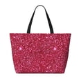 thumbnail image 2 of Naloa Red Glitter Large Capacity Beach Bag, Waterproof Sandproof Beach Swim Pool Bag Tote Bag for Women, 2 of 7