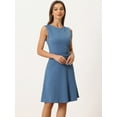 thumbnail image 2 of DARING DIVA Work Solid Color Sleeveless A-Line Flared Dresses M Grayish Blue, 2 of 6