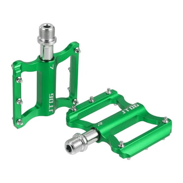 Unique Bargains 1 Pair Aluminum Alloy Rear Foot Peg Flat Pedal Footrests Green Fit 9/16 Inch Axles MTB Bike Bicycle
