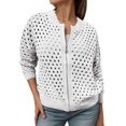 thumbnail image 1 of Veste Décontractée Grande Taille pour Femmes, Tricotée Ajourée avec Fermeture Éclair, Cardigan Ouvert à la Mode pour Automne Hiver, 1 of 5