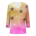thumbnail image 4 of Cavosen Blouse for Women 3/4 Sleeve V Neck Cute Sweatshirt Star Lightweight Oversized Pullover Soft Spring Orleans Party Tops, 4 of 7