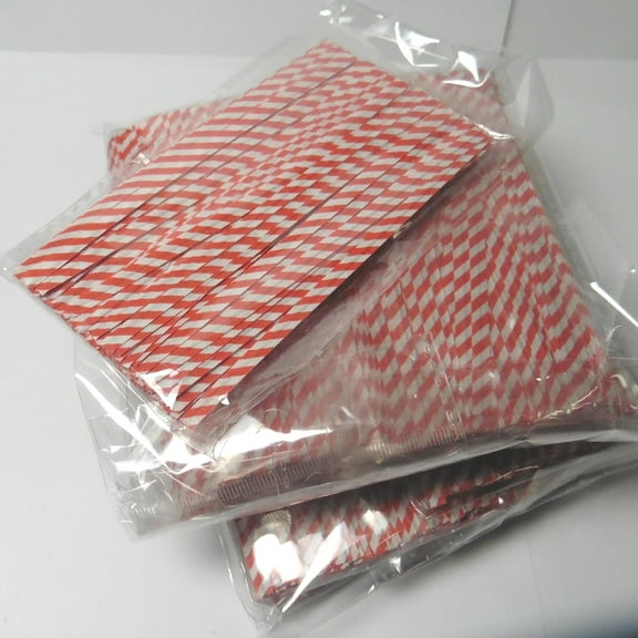 1000pcs 4" RED/WHITE STRIPE paper twist ties wired ties