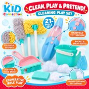Kid Connection 21-Piece Pretend Cleaning Set with Sound Vacuum, Mop, Broom, Bucket & Cleaning Accessories