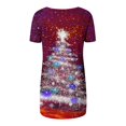 thumbnail image 4 of Camiseta Impresa con Cuello en V de Manga de Raglan de la Parte Trasera Larga Delantera Corta de las Mujeres de Navidad, Vacaciones Informales, 4 of 6