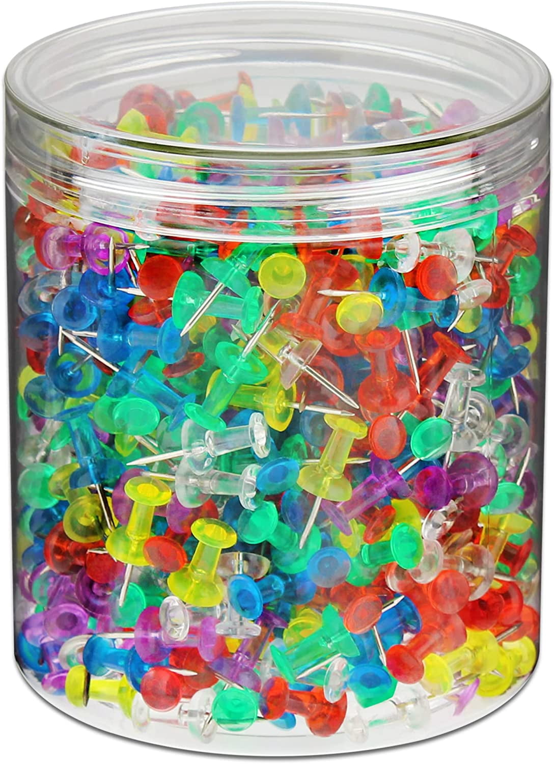 Push Pin Counter Push Pins 600 Count with Plastic Heads and Steel Points Thumb Tacks for ...
