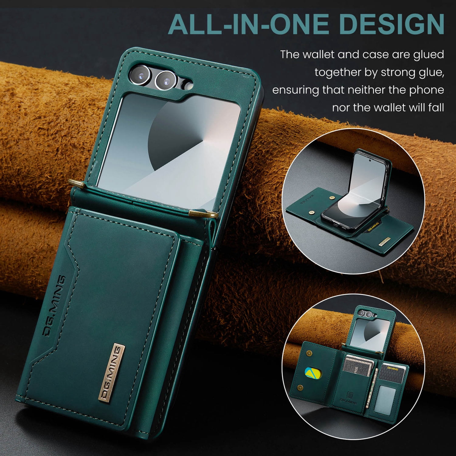 ETFAST Leather Phone Case For Samsung Galaxy Z Flip 6 Wallet Leather Case with Card Holder Leather Phone Case Shockproof Protective Cover