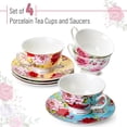 thumbnail image 2 of Tea / Coffee Cups and Saucers, Set of 4 (8 piece, 4 cups and 4 saucers), Assorted Color, Floral Pattern, 2 of 9