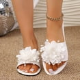 thumbnail image 5 of Tqyyweavej Flat Sandals for Women 3D Flower Solid Color Sandals Open Peep Toe Slip On Versatile Dressy Sandals, Gifts for Women 36-43, 5 of 10