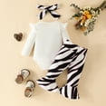 thumbnail image 5 of Sopiago Baby Girls Cotton Clothes Toddler Girl Sets Long Sleeve Romper Jumpsuit Flare Pants Outfits for Baby Girls White,6-9 Months, 5 of 6