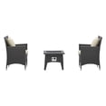 thumbnail image 3 of Contemporary Modern Urban Designer Outdoor Patio Balcony Garden Furniture Lounge Coffee Fire Pit Table and Chair Set, Fabric Rattan Wicker, Beige, 3 of 8