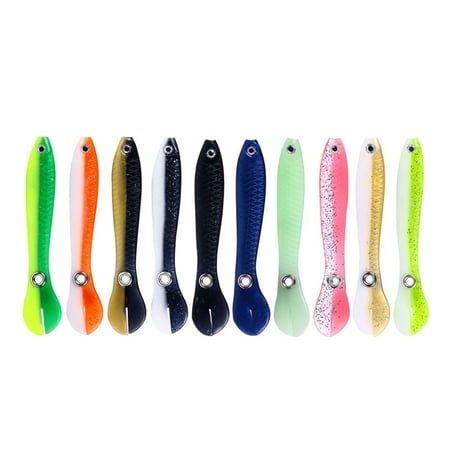10 Pcs Soft Lures Worm Baits Soft Plastic Lures Paddle Tail Swimbaits Fishing Tackle Lures for Freshwater Saltwater