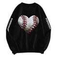 thumbnail image 6 of GEWSEY Baseball Mom Sweatshirt For Women Heart Printed Crewneck Long Sleeve 2025 Pullover Tops (Black, M), 6 of 8