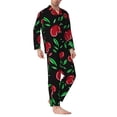 thumbnail image 2 of Yiaed Cherry Print Men’s Pajamas Set - Long Sleeve Button Down Sleep Shirt and Pajama Bottoms Sleepwear Set Mens Pjs Sets Men's Pajama Bottoms-XX-Large, 2 of 7