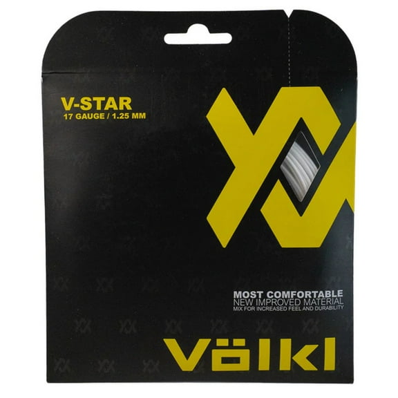 VOLKL V-Star | Tennis Racquet String | Spin & Control | Smooth Finish Co-Polymer String (White, 17, Set)