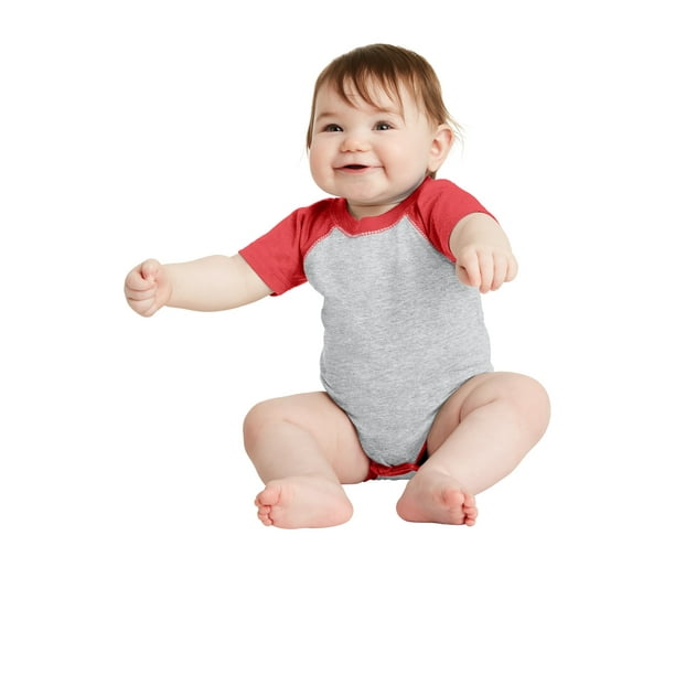 Body de punto fino de béisbol para bebé Rabbit Skins™. RS4430 pieles de conejo RS4430
