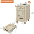 thumbnail image 3 of 2 Pack Beige End Tables with Charging Station, Farmhouse Side Table with Power Outlets & USB Ports for Bedroom, 3 of 7