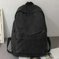 thumbnail image 4 of Canvas Campus Rucksack Solid Teens Zipper Anti-Theft Pocket (Black), 4 of 10