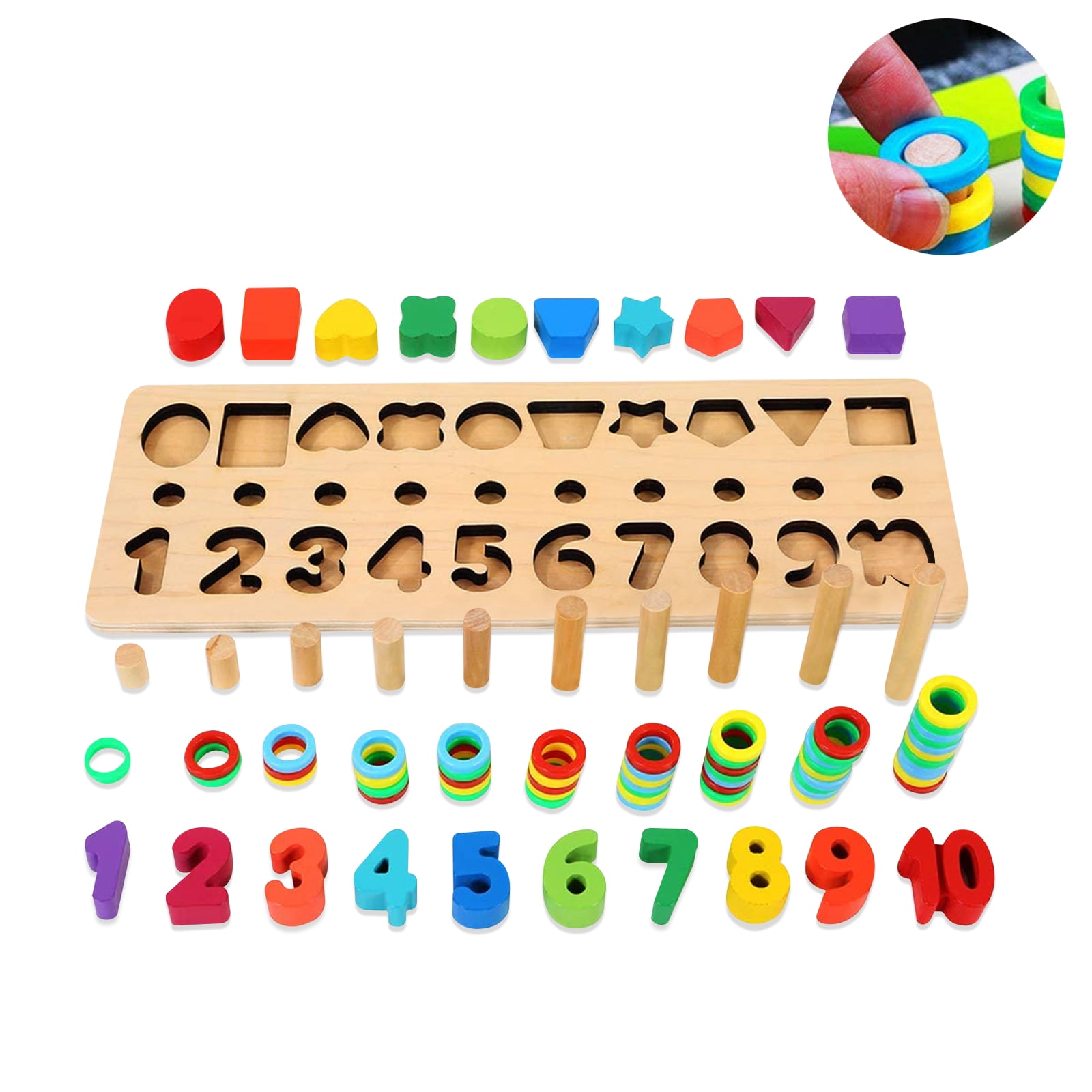 Number Shape Sorting Toys with Colors Stacking Blocks, 3 4 5 Year Od Kids  Wooden Blocks Puzzle Toys for Boys Girls, Early Education Learning Toy for  Math Counting - Walmart.com