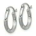 thumbnail image 2 of 14K White Gold Earring Hoop Women'S 13 mm Satin & Diamond-Cut 2Mm Round Earrings, 2 of 3