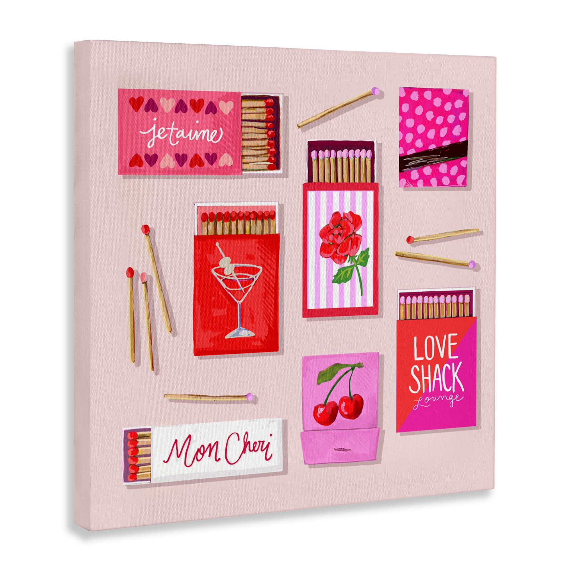 Stupell Industries Je T'aime Romantic Matchbox Set Canvas Wall Art, design by Rachael Reese