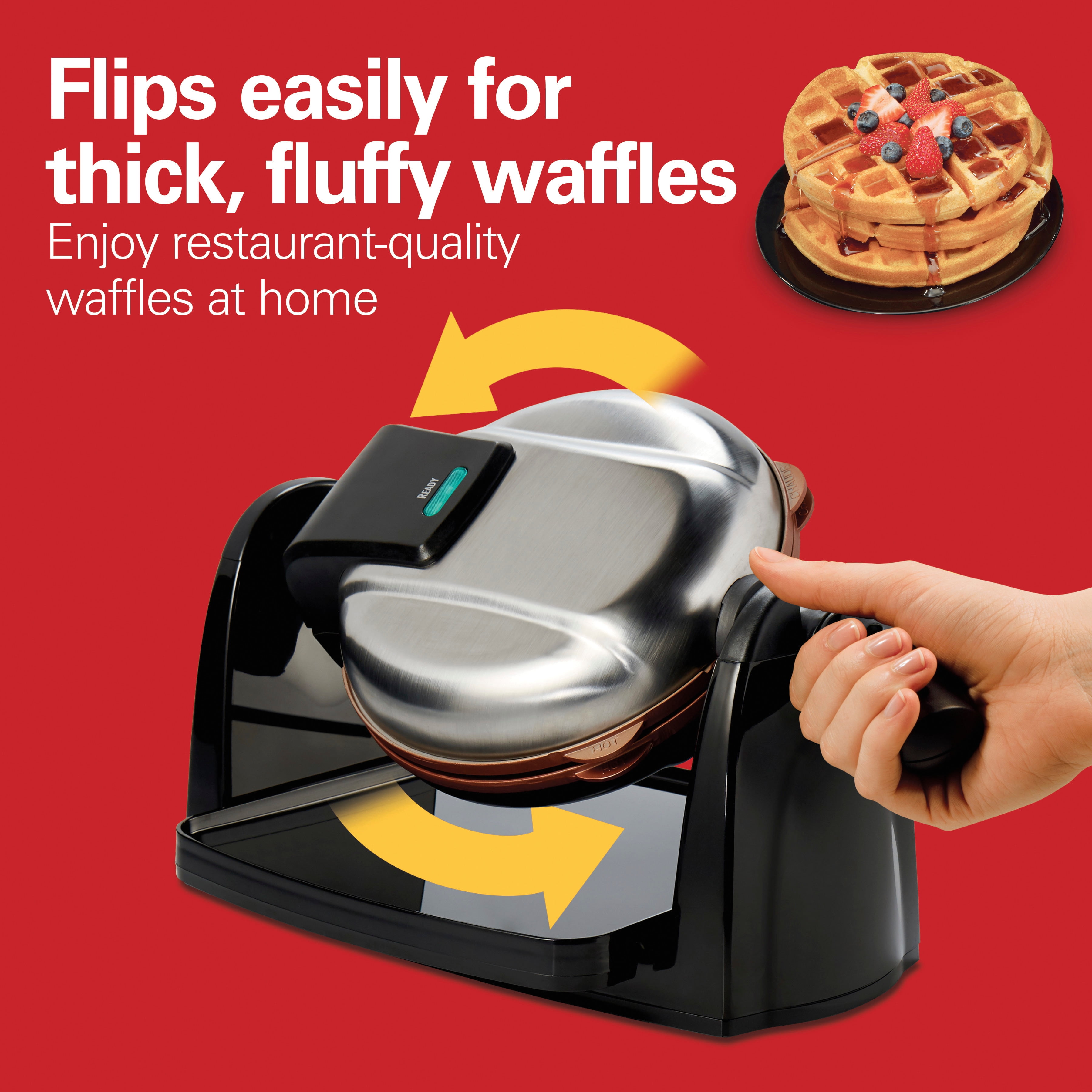 Waffle Maker, Belgian Waffle Maker Iron 180° Flip Double Waffle, 8 Slices,  Rotating & Nonstick Plates, Removable Drip Tray, Cool Touch Handle, Black