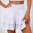 thumbnail image 3 of Lroveb Summer Shorts for Women 2024 High Waisted Ruffle Hem Shorts Pleated Casual Flowy Beach Shorts White, 3 of 6