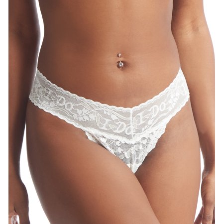 Hanky Panky Bridal I DO Shimmer Lace Low Rise Thong (151581),Light Ivory