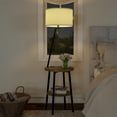 thumbnail image 6 of Lavish Home 58-inch Floor Lamp with Table - Mid-Century Nightstand with USB Charging Port and Drum Shade, 6 of 8