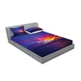 thumbnail image 2 of Ambesonne Nautical Fitted Sheet & Pillow Sham Set, Dream Sunset Magenta, Queen, Purple Blue, 2 of 2