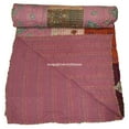 thumbnail image 3 of Patchwork Cotton,Silk Katha Quilt,Vintage Gudri, Bedsheet, Bedspread,Blanke Size( Double 90" x 108"), 3 of 4