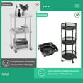 thumbnail image 5 of Gymax 3-Tier Rotating 1-Second folding Storage Rack Metal Rolling Utility Cart Round, 5 of 10