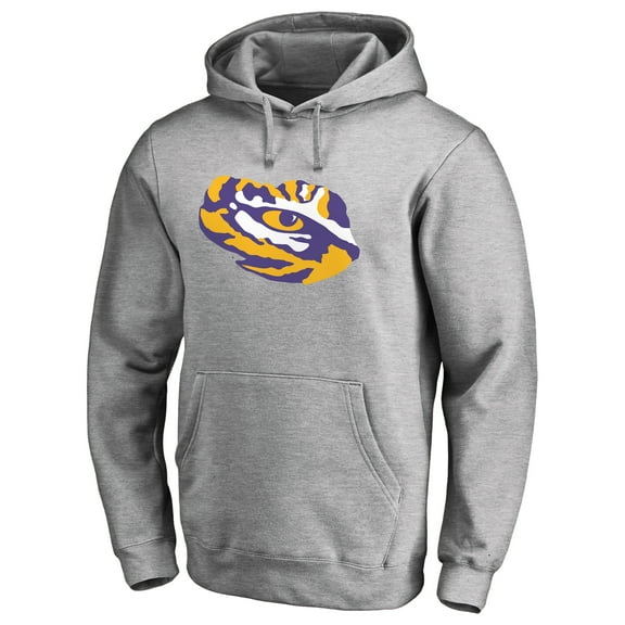 Men's Ash LSU Tigers Primary Team Logo Pullover Hoodie