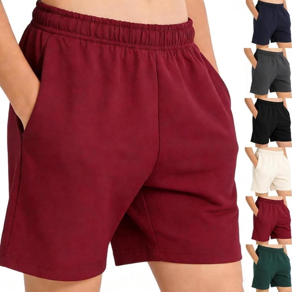 BXSRUTA Boys and Girls Shorts Solid Casual 95% Polyester Soft Breathable Loose Fit Everyday Wear