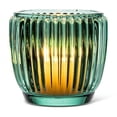 thumbnail image 2 of Small Green Ribbed Votive Candle Holder, 2 of 4