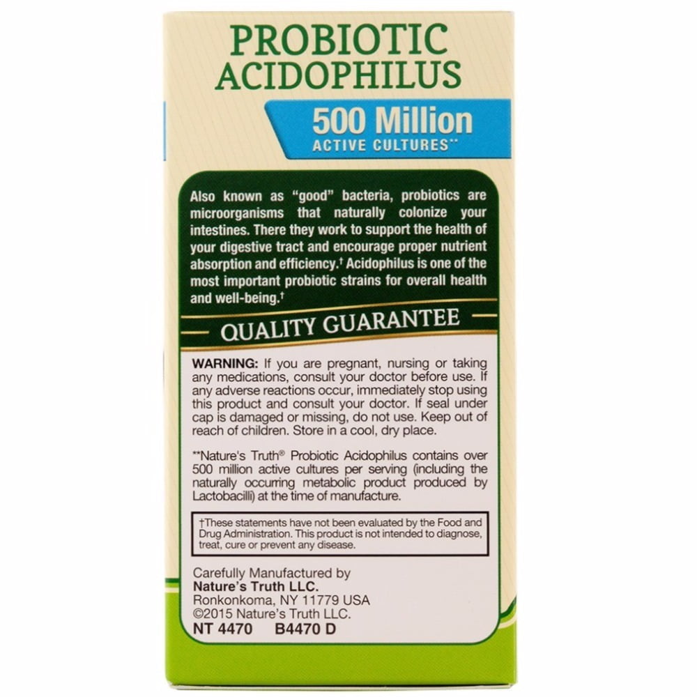Nature's Truth Probiotic Acidophilus 500 Million 100 ea (Pack of 6)