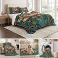 thumbnail image 6 of Twin XL Quilt Set 68''x98'', William Morris Plant Floral Lightweight Bedspread Coverlet Set with 2 Pillow Shams, Retro Lotus Flower Leaves Breathable All Season Quilt Bedding for Dorm/Guest Room, 6 of 9