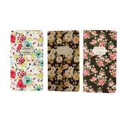 Hard Cover Classic Notebook Antique Floral Flat Daily Planner Brown Paper Journals Writing Pad for Kids Students(Random
