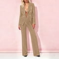 thumbnail image 2 of FRSASU Women Double Breasted Blazer Set formal 2 Piece Pants Outfits Long Sleeve Bussines Suit Set for Work office Khaki, 2 of 8