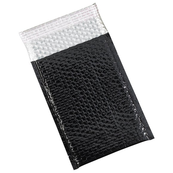 Aviditi Metallic Self-Seal Bubble Mailers, 7 1/2" x 11", Black, Pack of 72, Grab Attention When Mailing and Shipping.