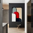 thumbnail image 3 of Canvas Painting Art Deco Abstract Painting on Wooden Frame - Red Geometric Shapes with Neutral Tones, Indoor/Outdoor Wall Art for Living Room, Bedroom, Office, Bathroom Decor, Unique Wall Art,, 3 of 10